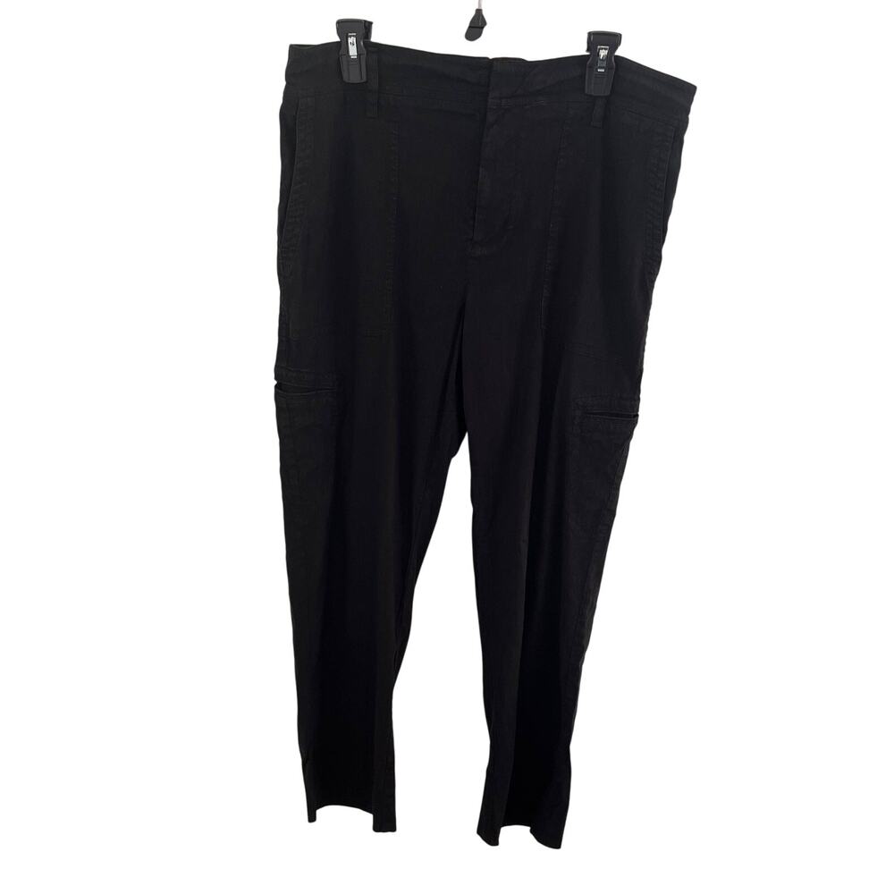 Vince. Cargo Pants Womens Sz XL Washed Black Linen Blend Straight Leg Streetwear